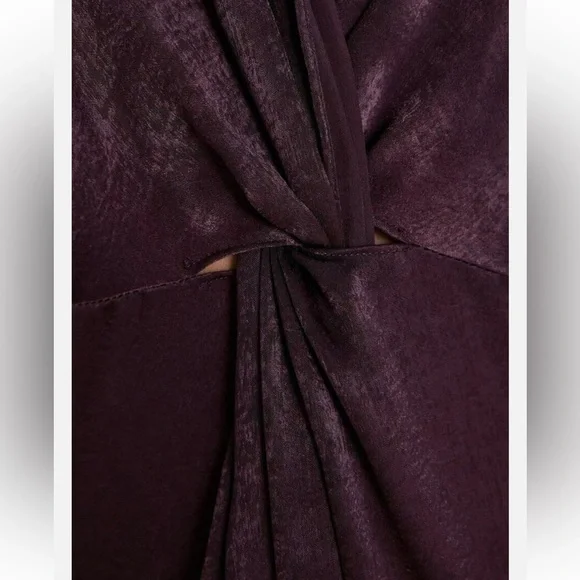 Zara Knotted Deep Plunged Plum Midi Woman’s XS - Picture 5 of 5